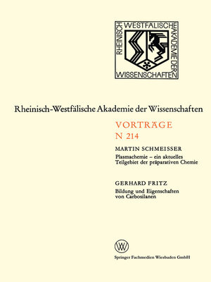 cover image of Plasmachemie — ein aktuelles Teilgebiet der präparativen Chemie. Bildung und Eigenschaften von Carbosilanen